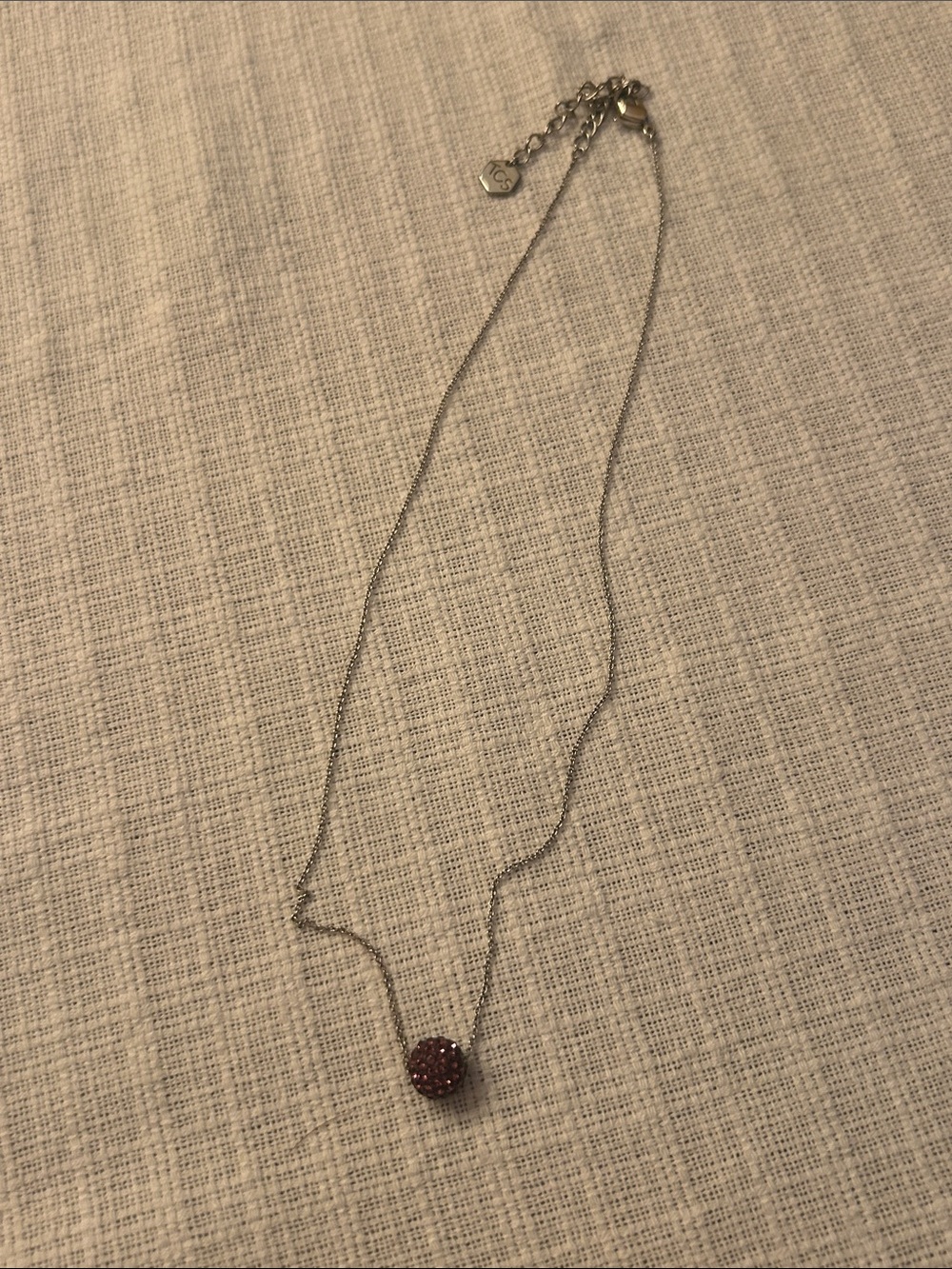 Touchstone Crystal Silver Chain Necklace with Purple Crystal Pavé Pendant